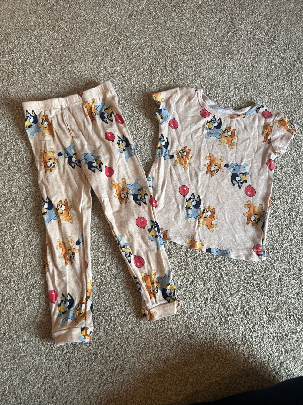 Toddler Pink Puppy & Balloon Pajama Set - Short Sleeve Top & Pants